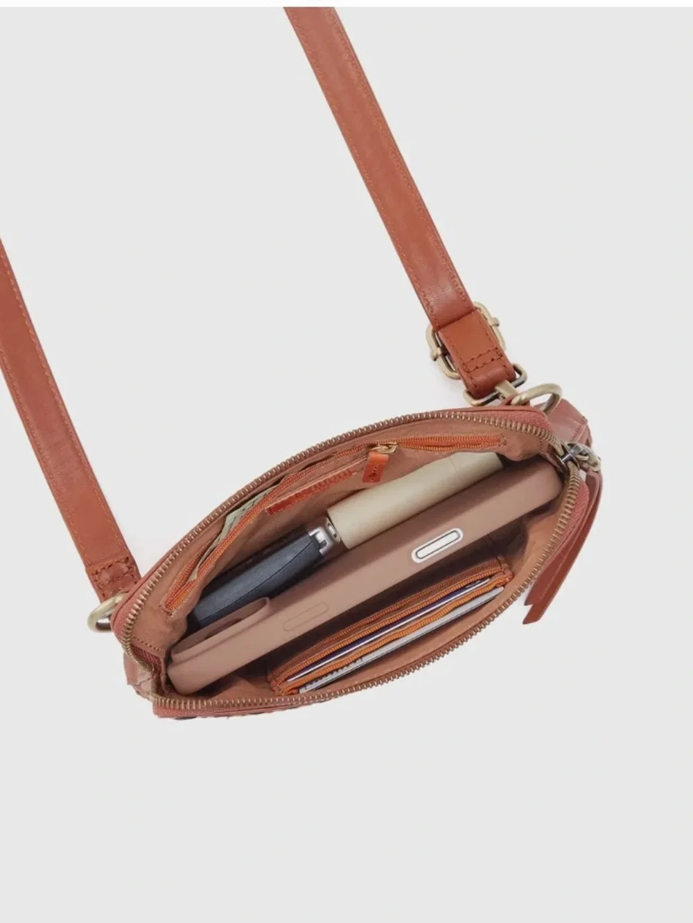 NEW HOBO Fern Slim Belt Bag Smooth Leather with Multi Stitch In Timberline